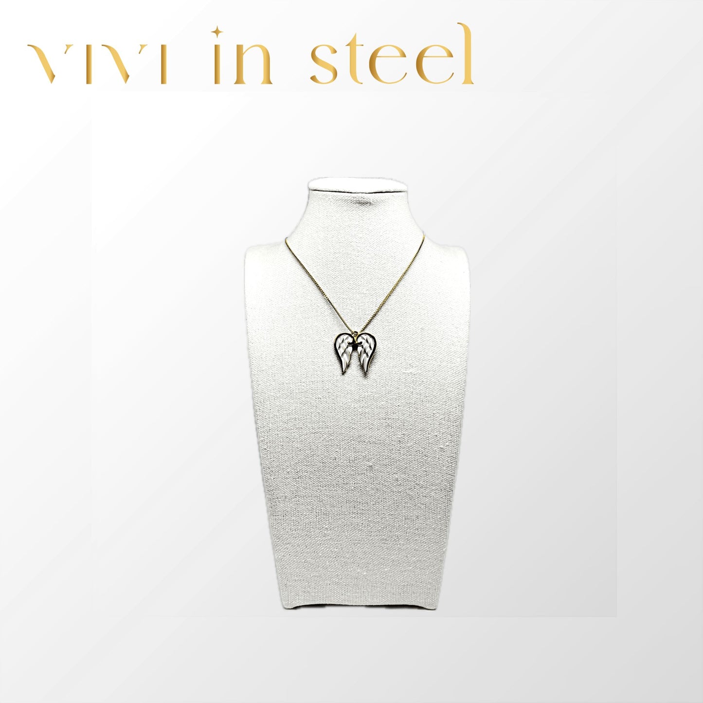 Collana angel in acciaio base gold da donna