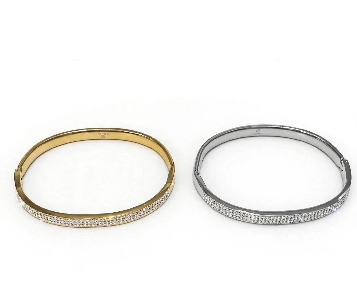 Bracciale Shine rigido con doppia fila di zirconi micro-incastonati