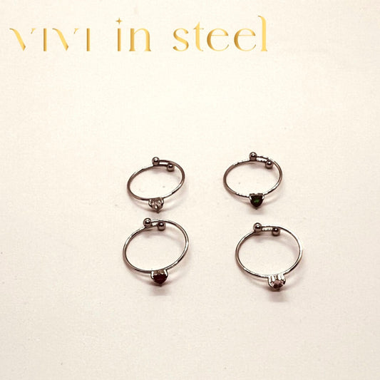 Anello cuore in acciaio da donna