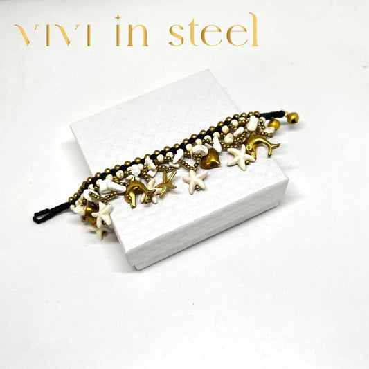 Bracciale in caucciu' e acciaio da donna