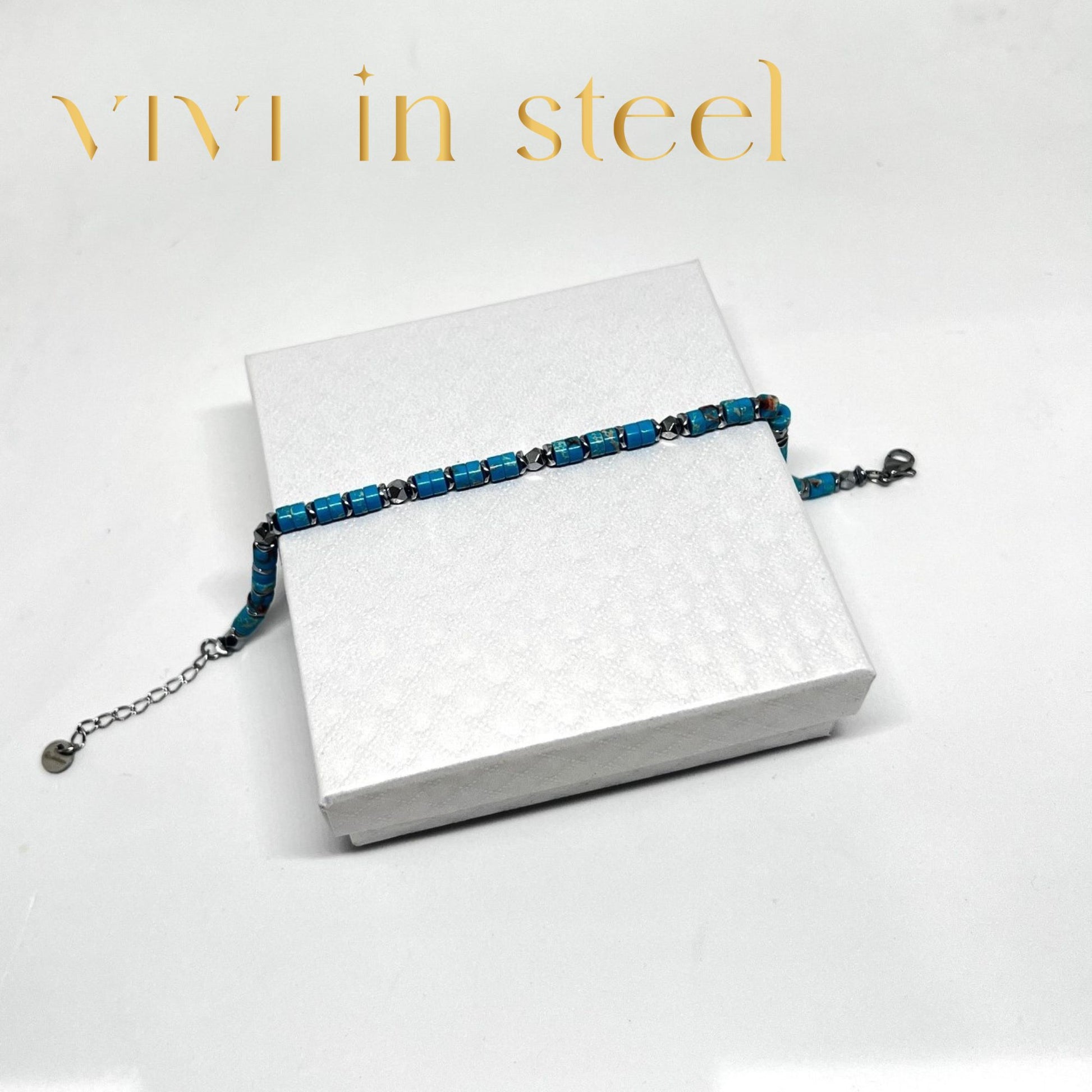 Bracciale perline e acciaio da uomo