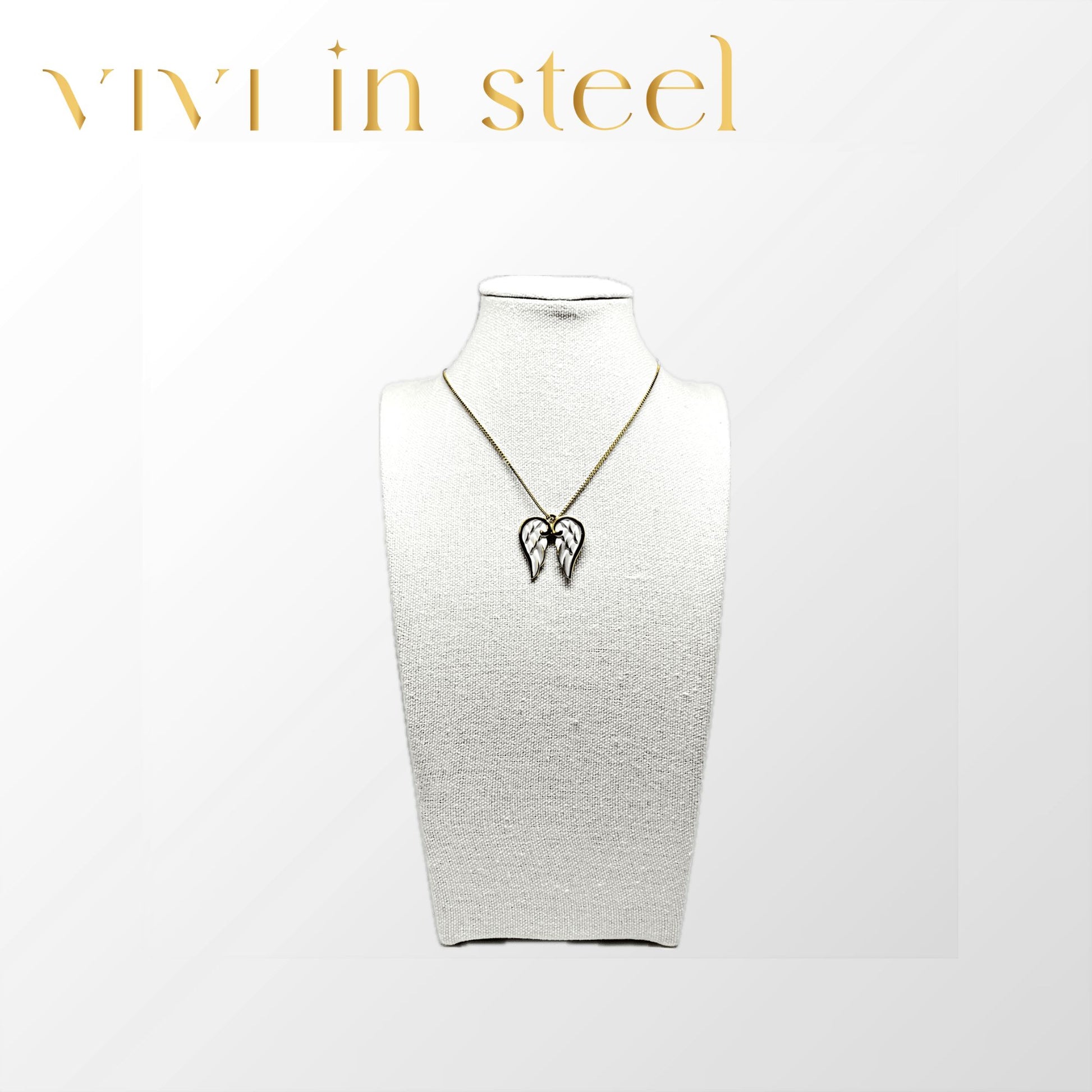 Collana angel in acciaio base gold da donna