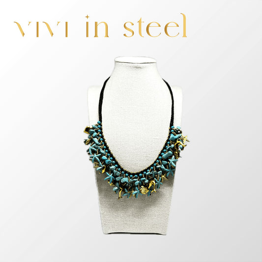 Collana in caucciu' e acciaio da donna