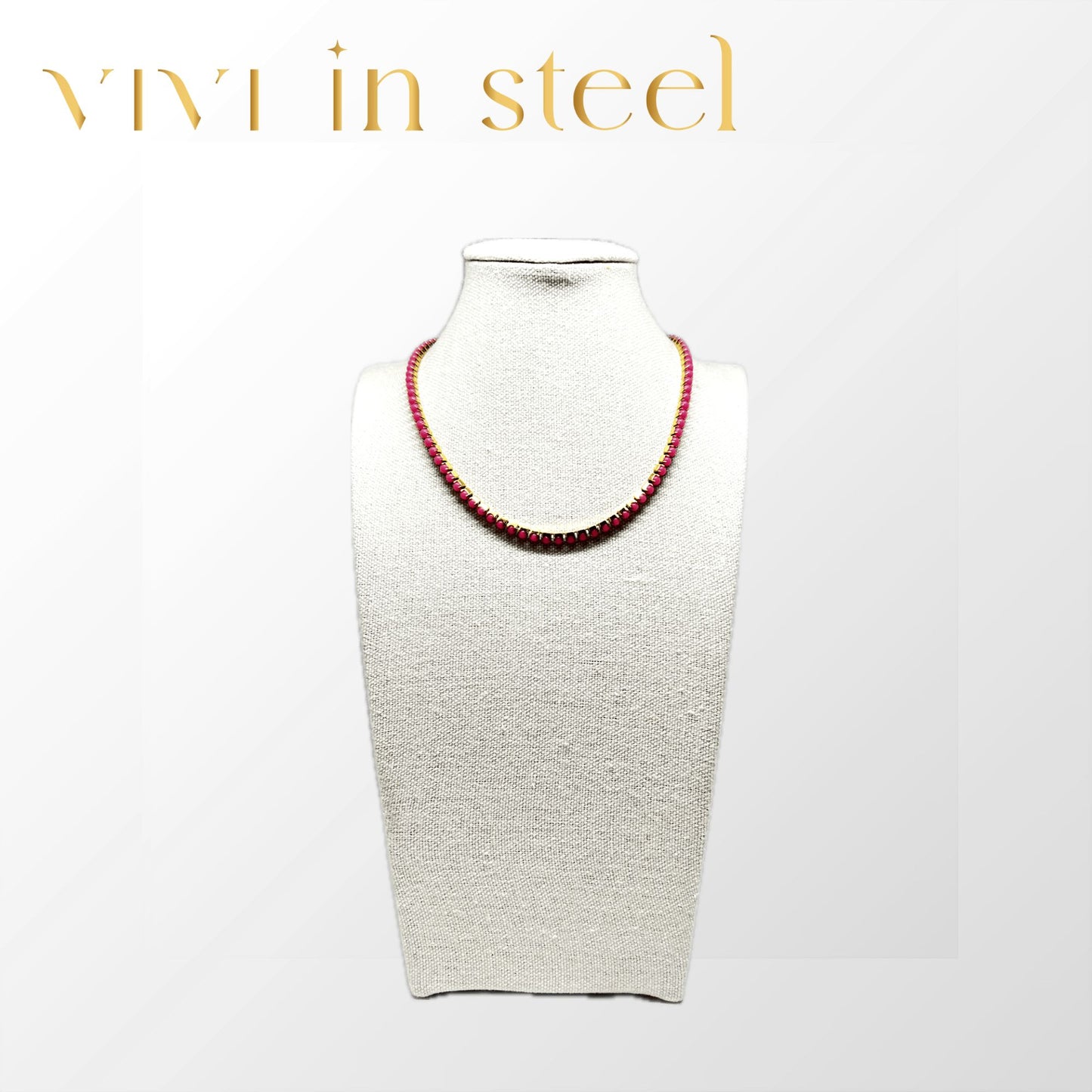 Collana tennis colorata da donna in acciaio