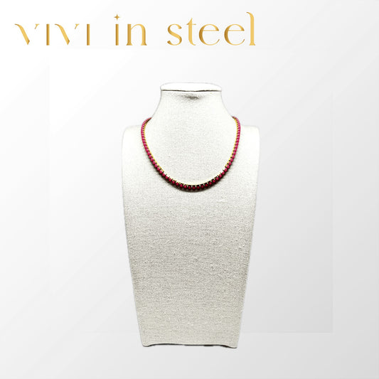 Collana tennis colorata da donna in acciaio