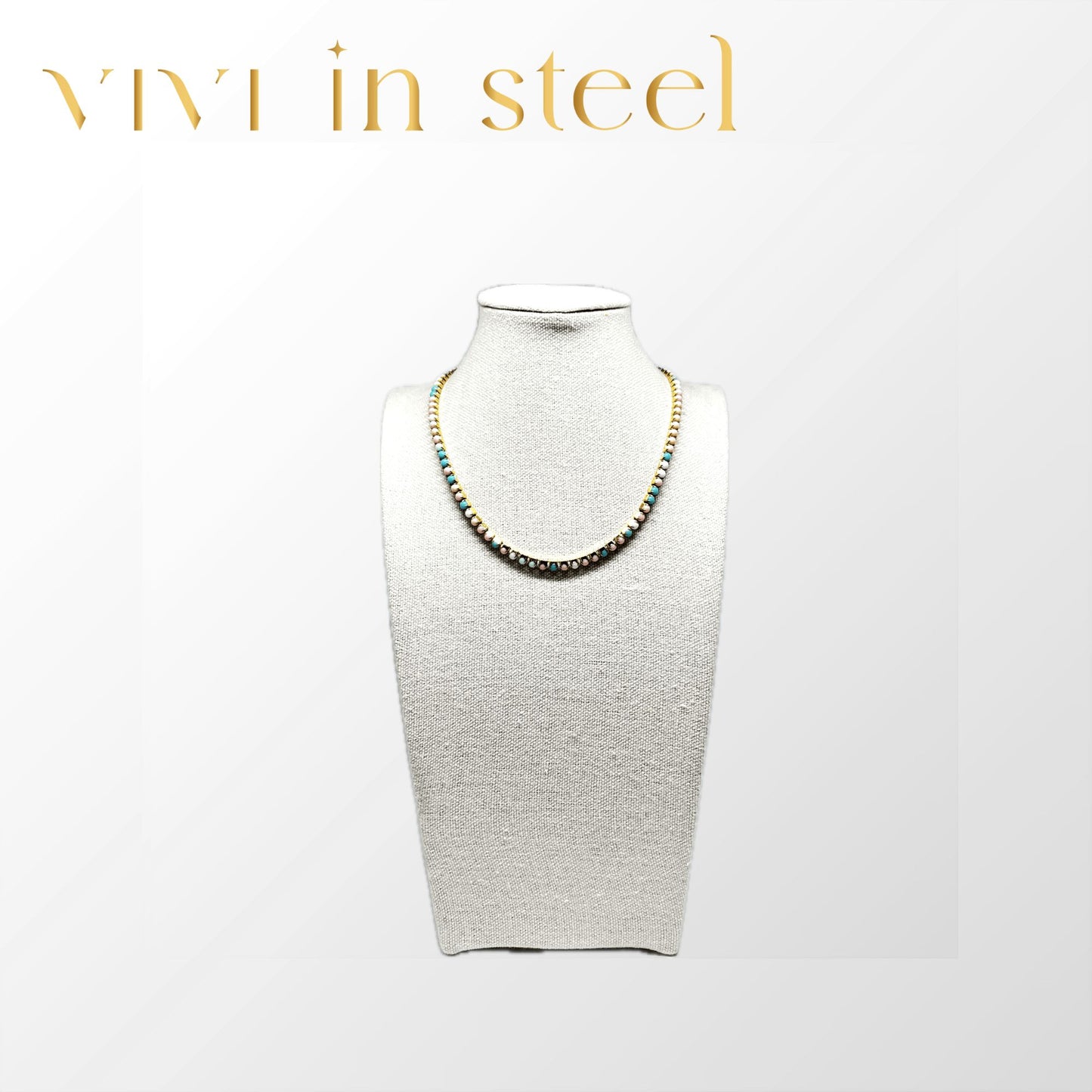 Collana tennis colorata da donna in acciaio