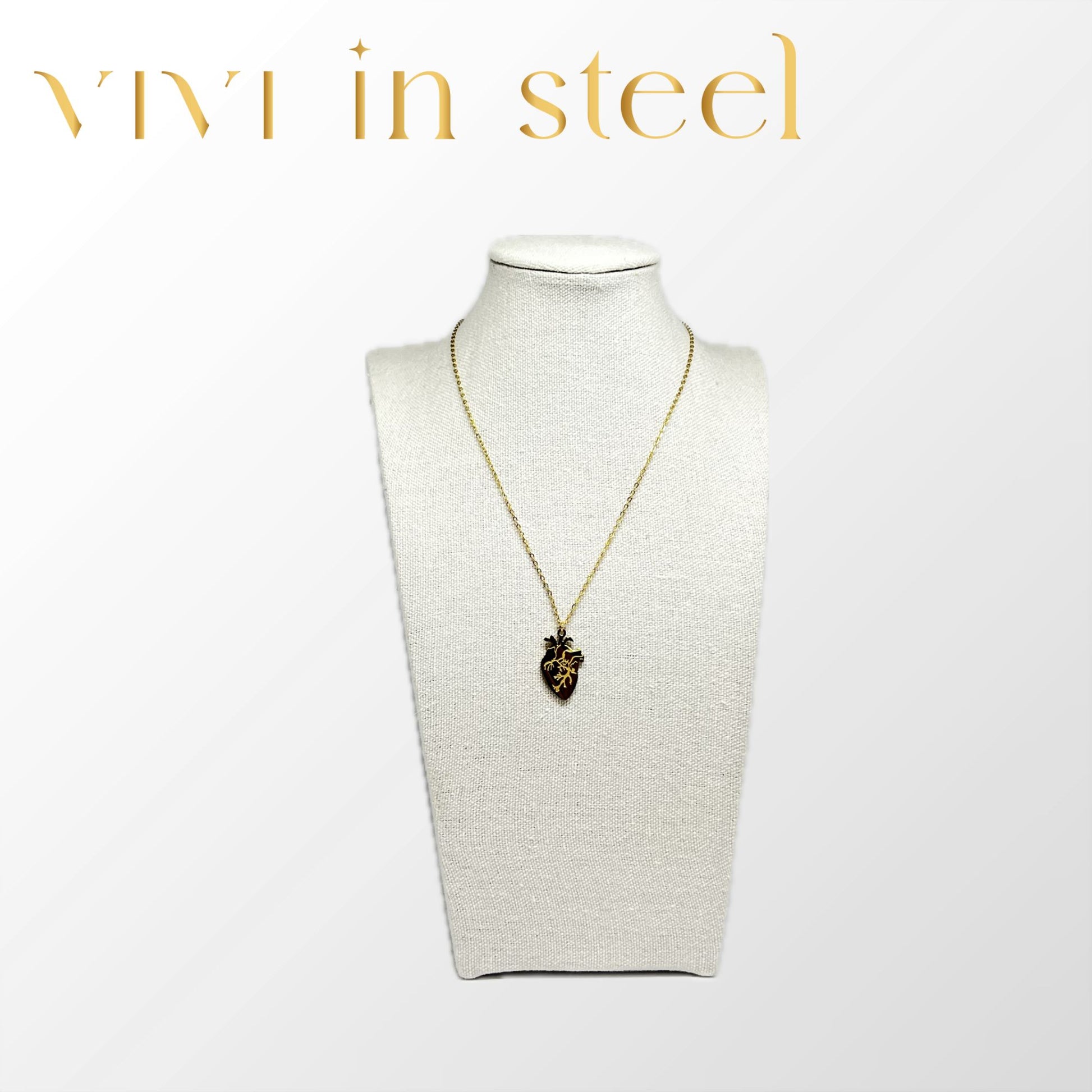 collana cuore bicolore nero e oro