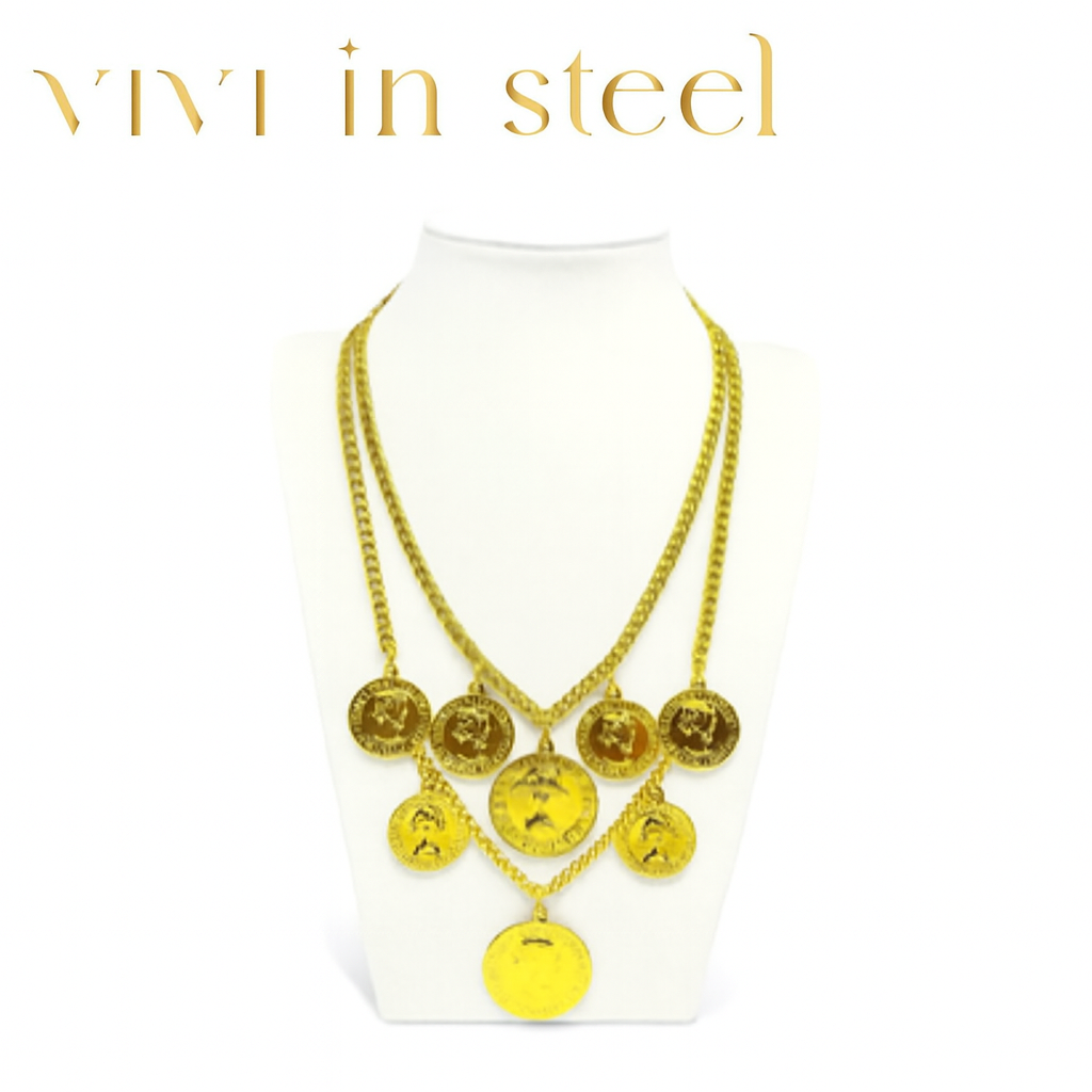 Doppia collana multi moneta