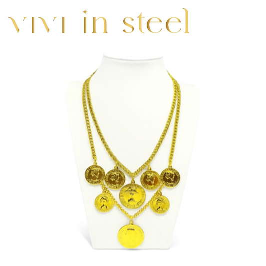 Doppia collana multi moneta