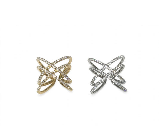 Anello Orbita Vivi in Steel regolabile in acciaio inox con design a doppio incrocio