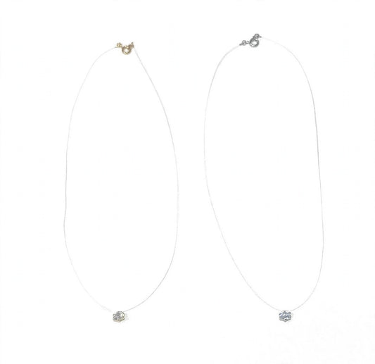 Collana Dermal Vivi in Steel con punto luce in acciaio inox e filo trasparente