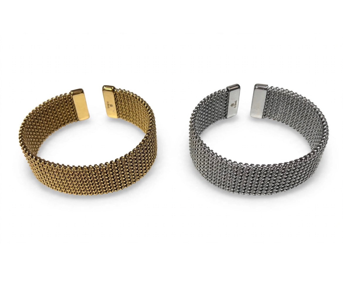 Bracciale Aura in acciaio inox, design ampio e luminoso