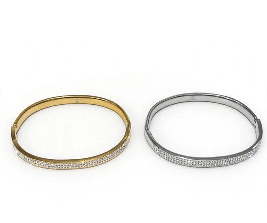 Bracciale Shine rigido con doppia fila di zirconi micro-incastonati
