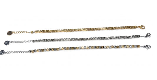 Bracciale Pepite in acciaio inox con elementi irregolari effetto popcorn