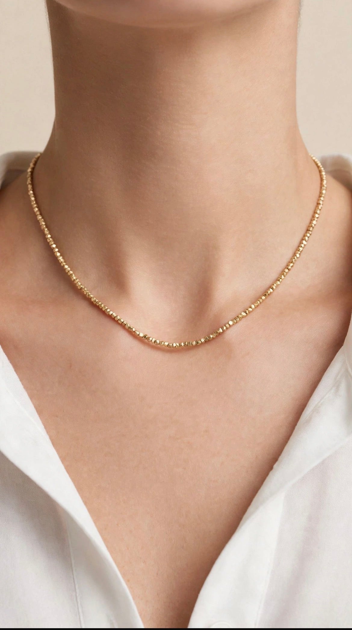 Collana Pepite in acciaio inox, gioiello con micro pepite irregolari
