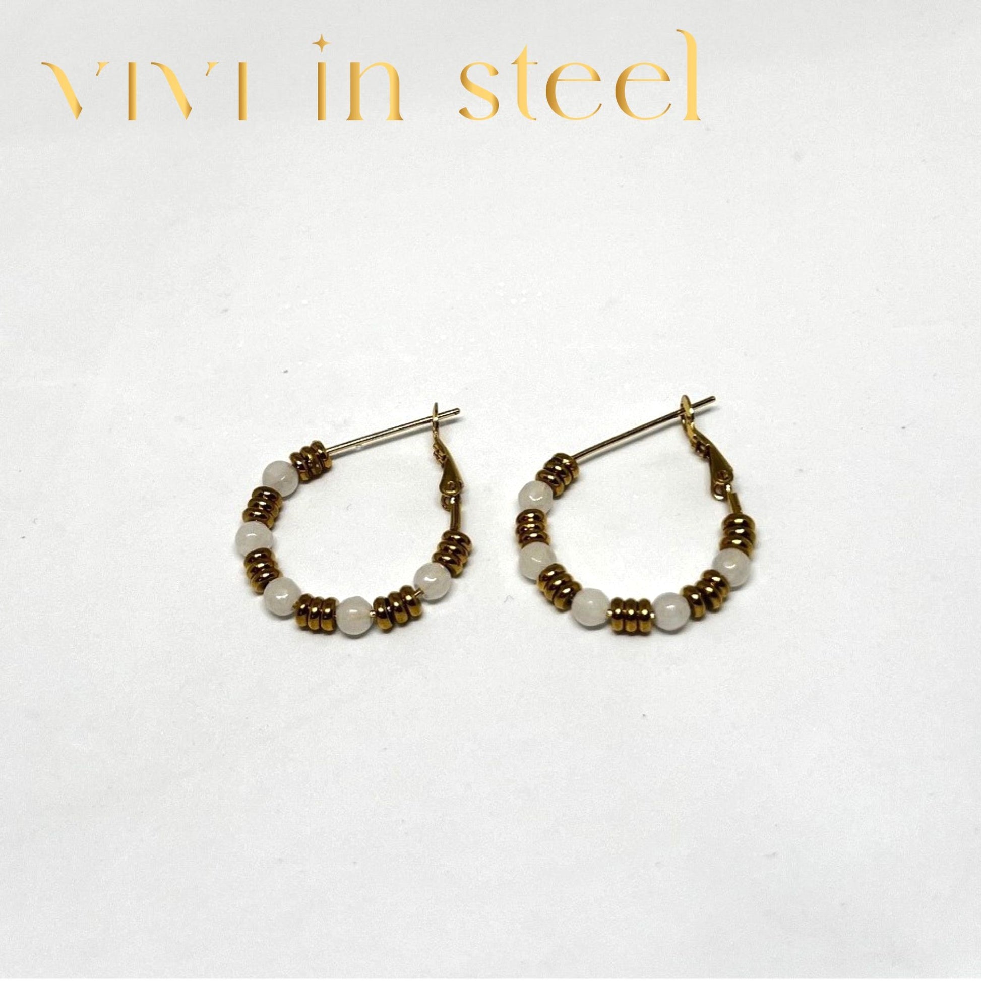 Orecchini perle e acciaio da donna