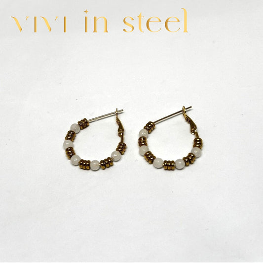 Orecchini perle e acciaio da donna