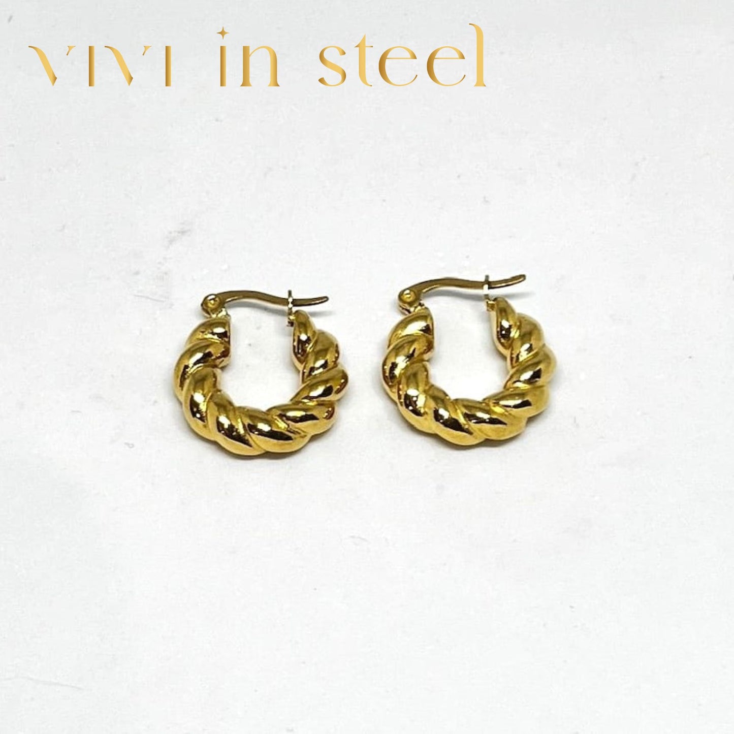 Orecchini in acciaio gold da donna