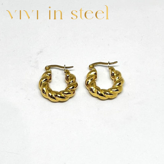 Orecchini in acciaio gold da donna