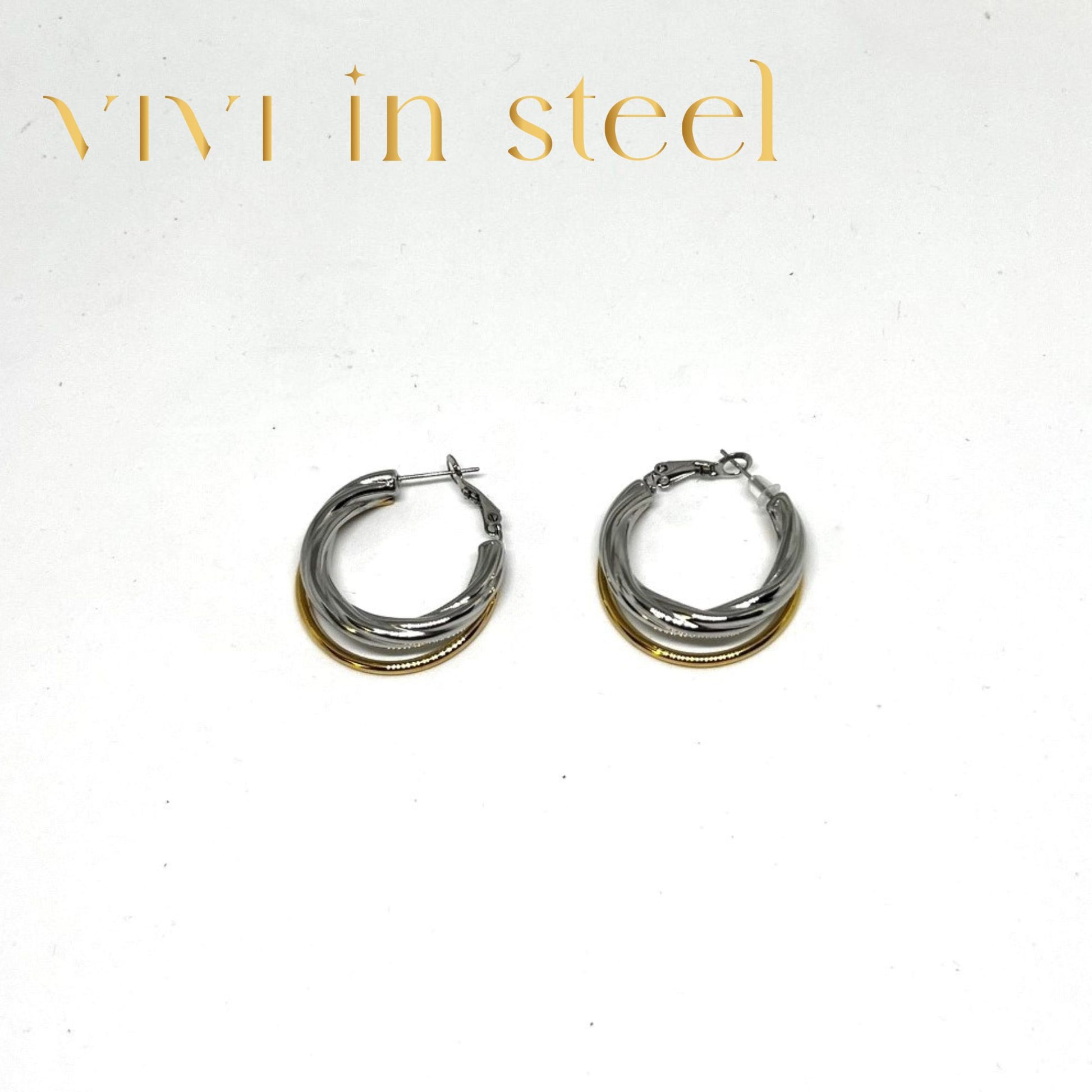 Orecchini in acciaio resistente da donna