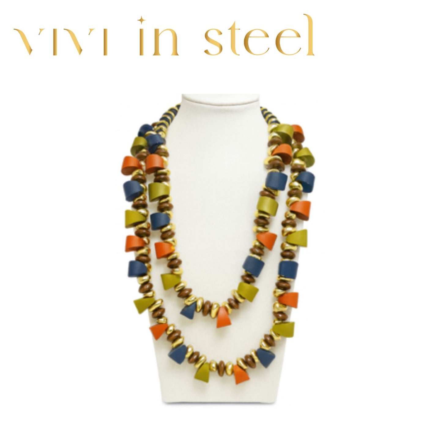 Doppia collana Tonalia pietre e ottone