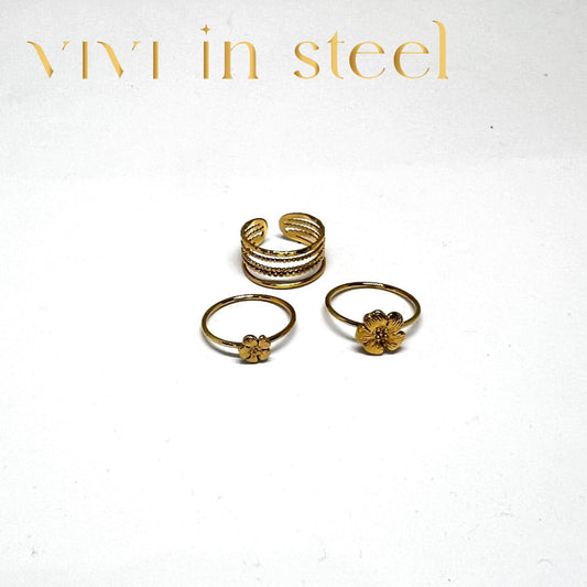 Set anelli flower regolabile